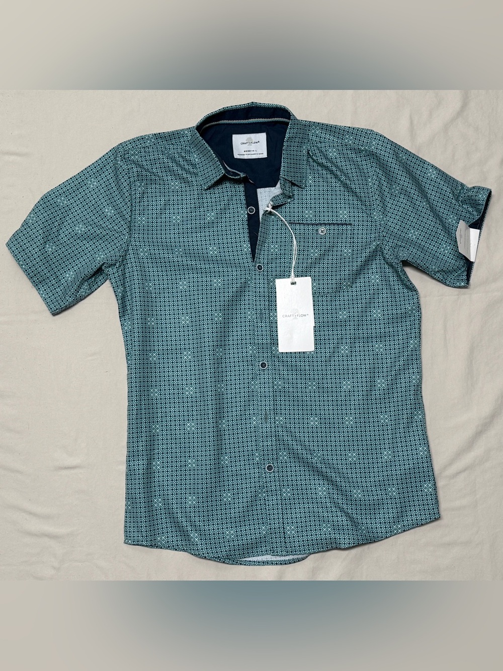 Craft & Flow Boys' Teal Short-Sleeve Button-Down Shirt
